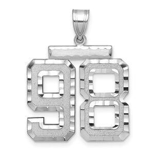 14k White Gold, Varsity Collection, Large D/C Pendant, Number 98